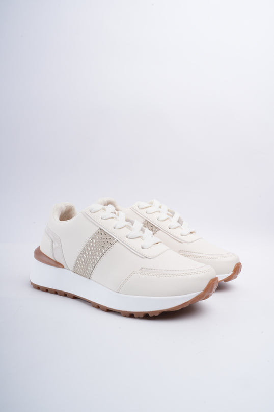 Tenis beige x café brillos