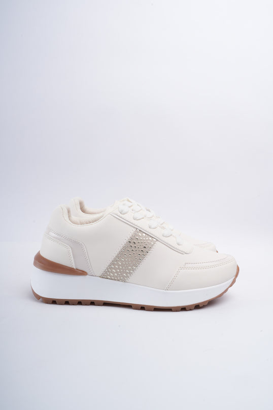 Tenis beige x café brillos