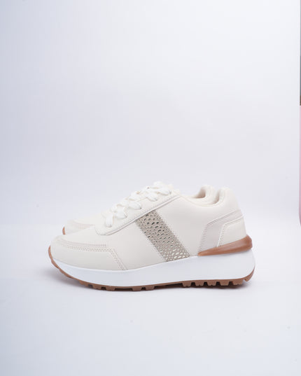 Tenis beige x café brillos