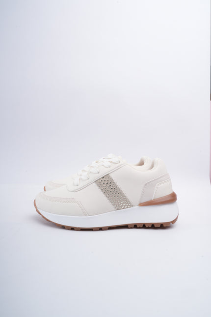 Tenis beige x café brillos