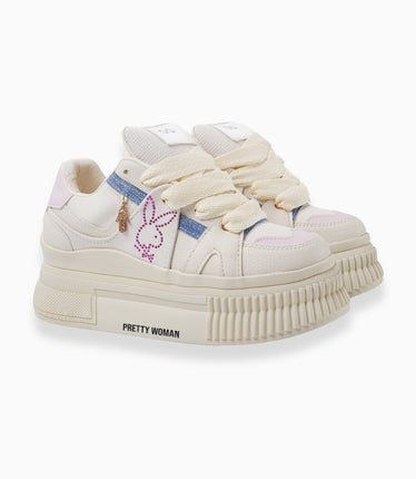 tenis beige con diseño exclusivo