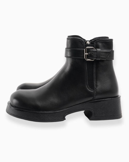 botín negro elegante con correa