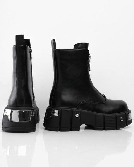 Botas negras cremallera y apliques