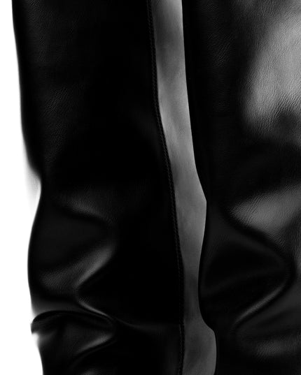 Bota larga negra corrugada x tacón ancho