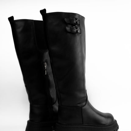 Bota larga negra hebillas superiores – Adrenalina