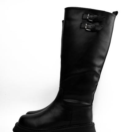 Bota larga negra hebillas superiores – Adrenalina