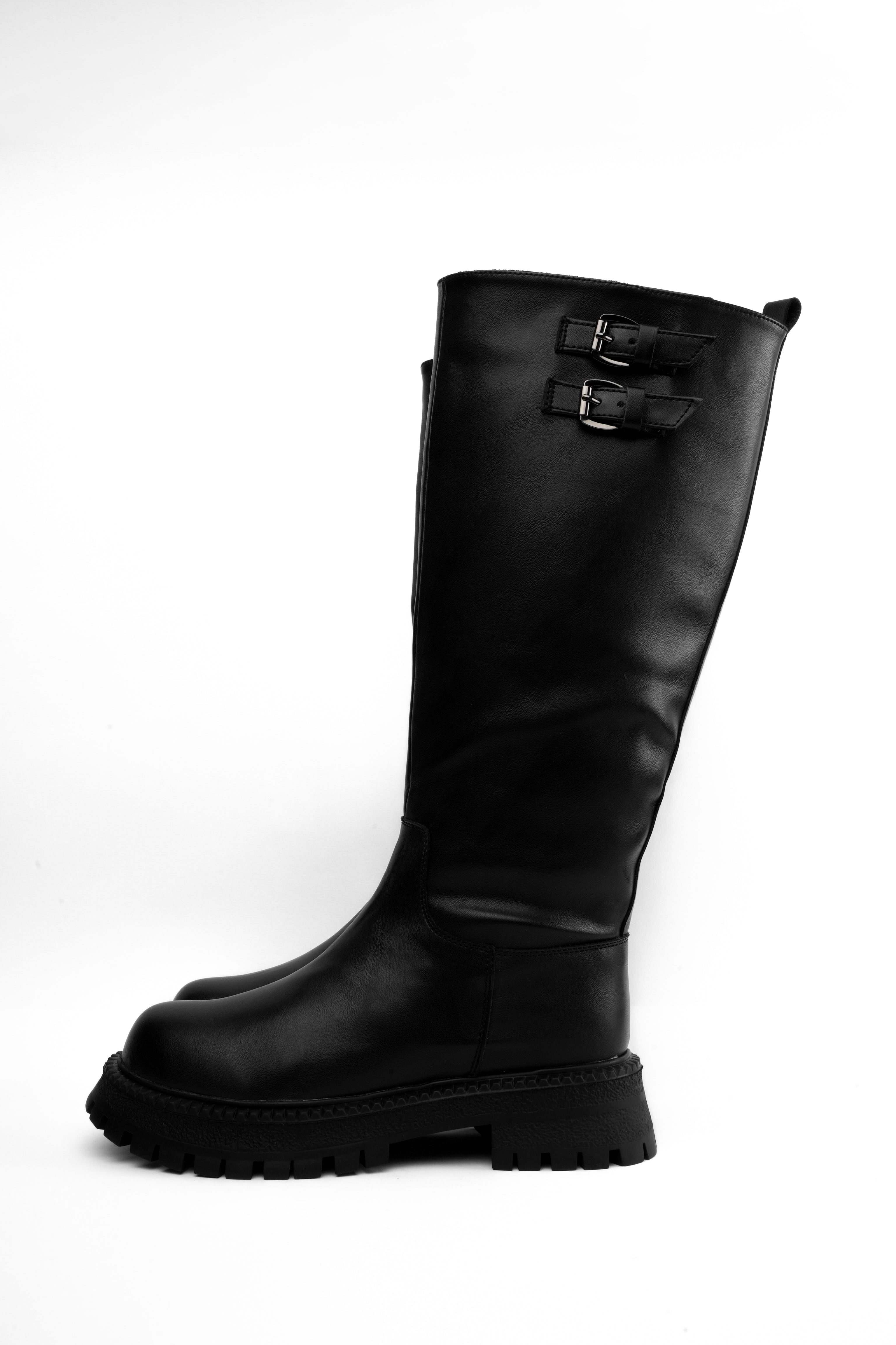 Bota larga negra hebillas superiores – Adrenalina