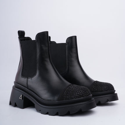 Botines negros puntera brillante