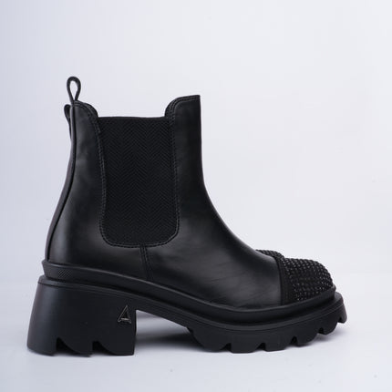 Botines negros puntera brillante
