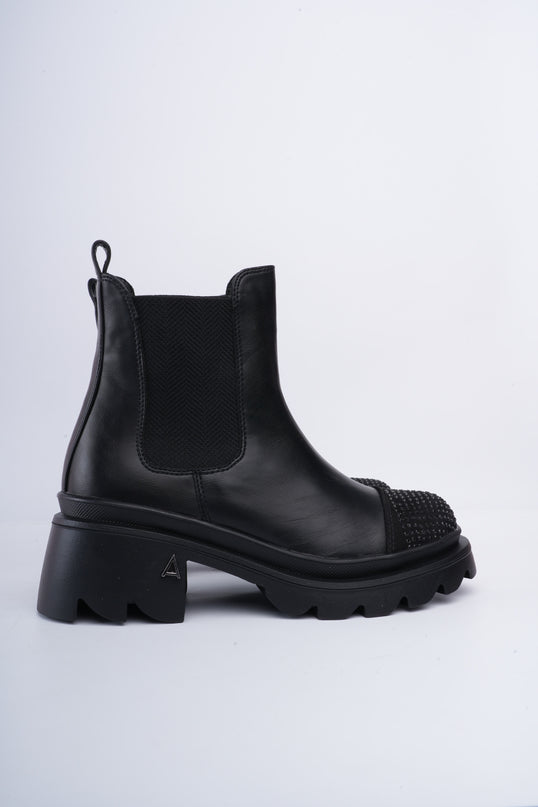 Botines negros puntera brillante