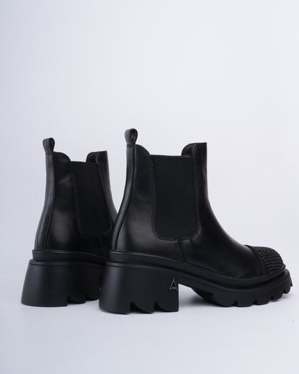 Botines negros puntera brillante