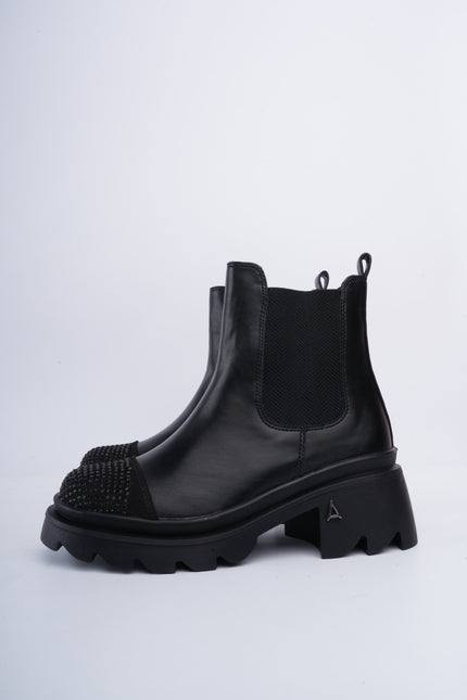 Botines negros puntera brillante