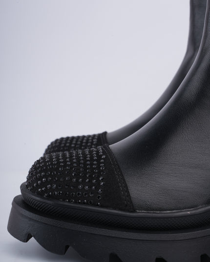 Botines negros puntera brillante