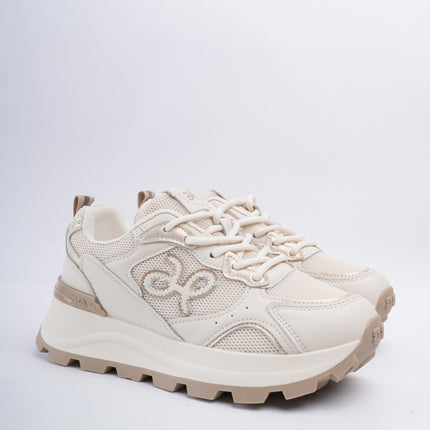 Tenis deportivos beige con taupe con plataforma