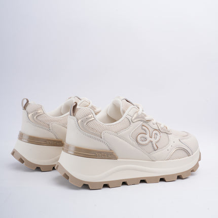 Tenis deportivos beige con taupe con plataforma
