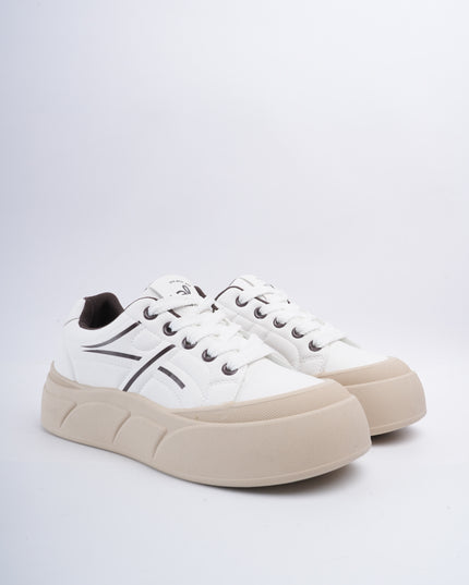 Tenis crema x líneas café