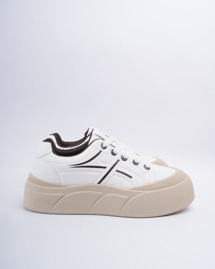 Tenis crema x líneas café
