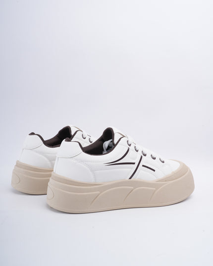Tenis crema x líneas café