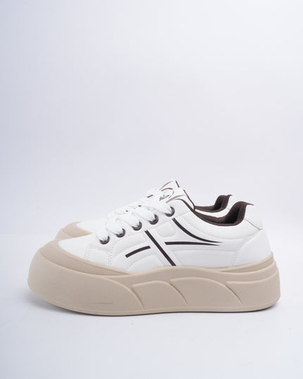 Tenis crema x líneas café