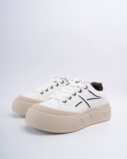 Tenis crema x líneas café