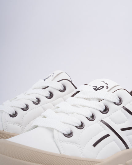 Tenis crema x líneas café