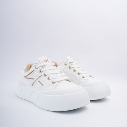 Tenis blancos con líneas beige