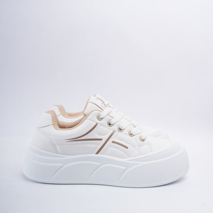 Tenis blancos con líneas beige