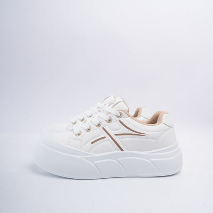 Tenis blancos con líneas beige