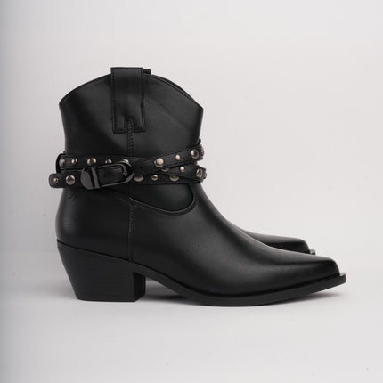 Botines negros tipo texano x correas
