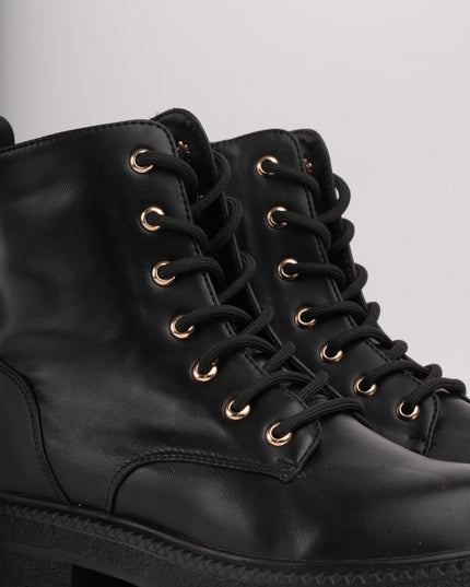 Botín negro cordones básico