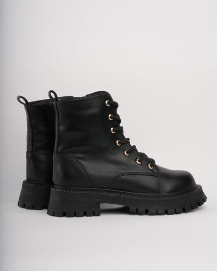 Botín negro cordones básico