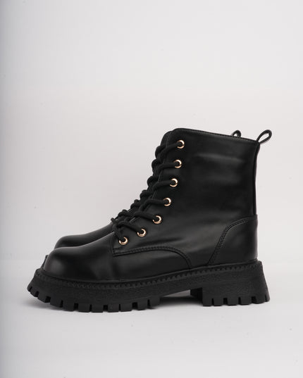 Botín negro cordones básico