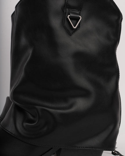 Botas negras texanas con caña arrugada