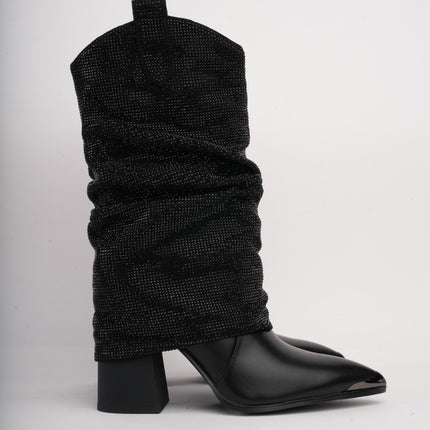 Botas negras x brillos caña larga