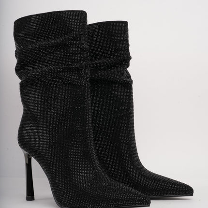 Botines de tacón alto negros x brillos