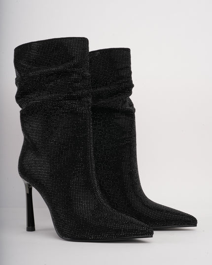 Botines de tacón alto negros x brillos