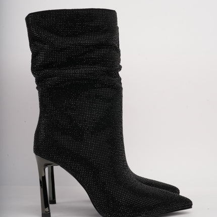 Botines de tacón alto negros x brillos