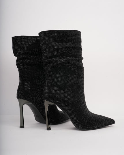 Botines de tacón alto negros x brillos