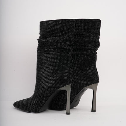 Botines de tacón alto negros x brillos