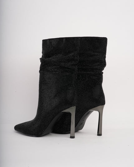 Botines de tacón alto negros x brillos