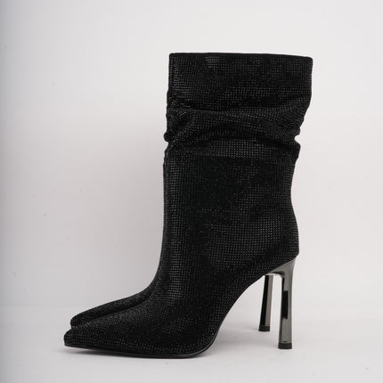 Botines de tacón alto negros x brillos