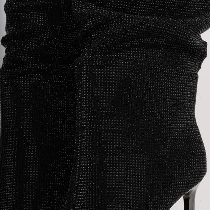 Botines de tacón alto negros x brillos