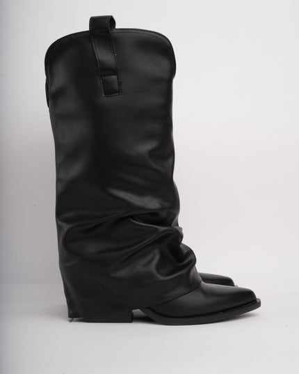 Botas largas negras corrugadas