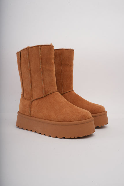 Botas tipo invierno miel x peluche interno