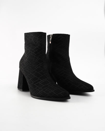 Botines de tacón negros tipo tela