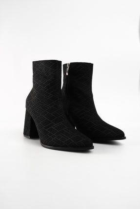 Botines de tacón negros tipo tela