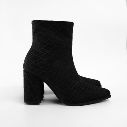 Botines de tacón negros tipo tela