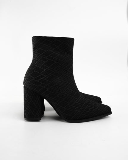 Botines de tacón negros tipo tela