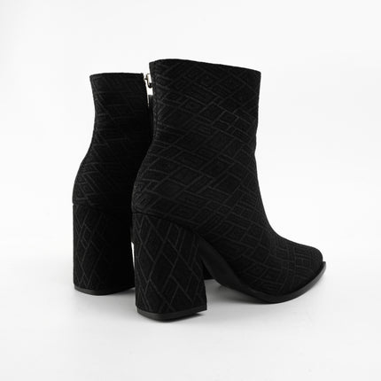 Botines de tacón negros tipo tela