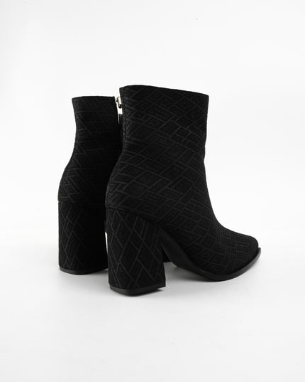 Botines de tacón negros tipo tela